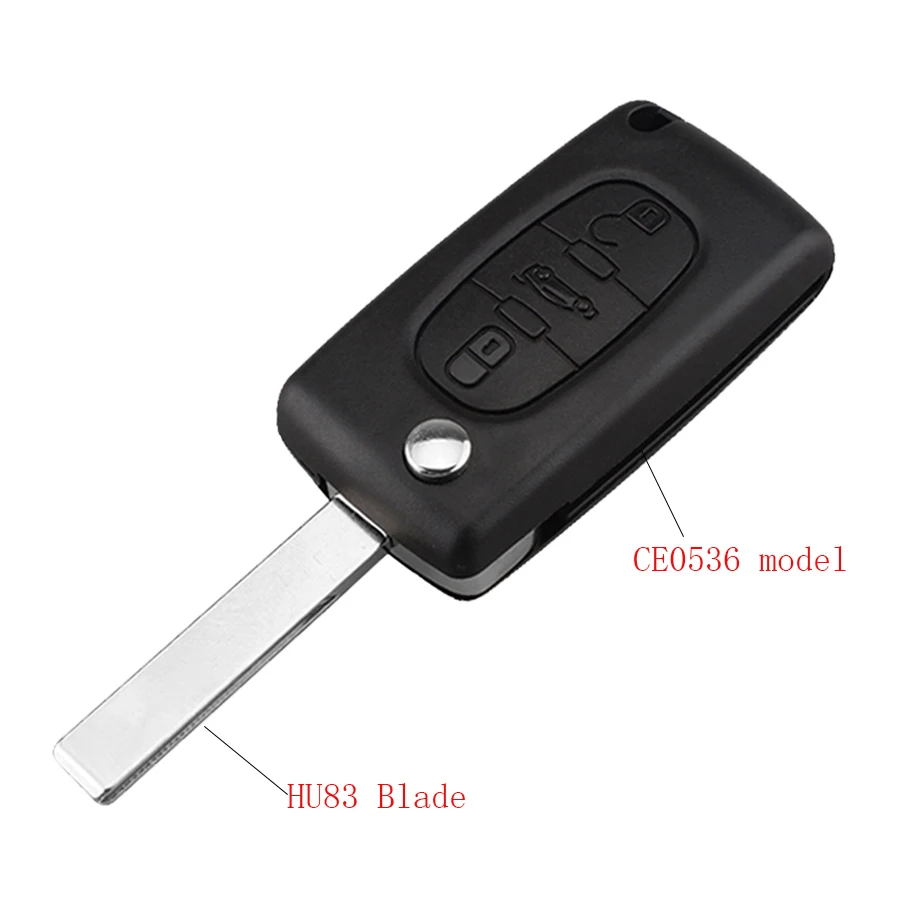 

3Buttons Folding Key Shell for PEUGEOT 207 407 406 307 308 SW 408 107 FOB Remote Key Case Uncut Blade HU83 CE0536 No Logo