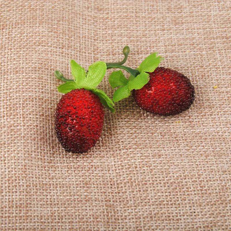 10pcs Fake Fruit Glass Strawberry Christmas Red Cherry Stamen Mini Berries Artificial Flower Pearlized Wedding Decoration DT16 (3)