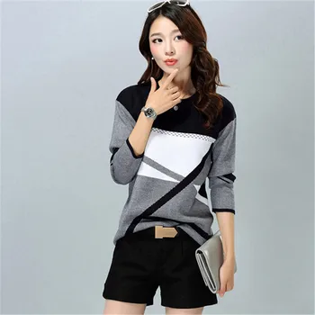 

ASLTW Women's Sweater Casual Geometric O Neck Pullover Pull Femme Plus Size Streetwear Sweater Women