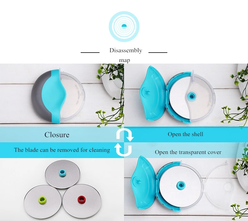 HOMETREE, 1 шт., новинка, нержавеющая сталь, колеса для пиццы, круглая форма, резак для пиццы, пластиковая ручка, для торта, хлеба, круглый нож, инструменты для пиццы, H222