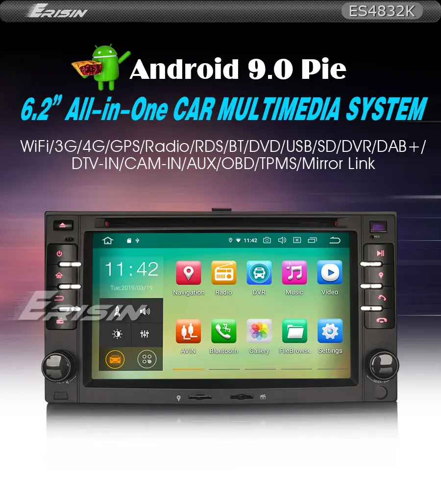 Best 6.2" Android 9.0 Pie OS Car DVD Multimedia GPS Radio for Kia Rondo 2006-2011 & Kia Magentis 2005-2010 & Kia Carens 2006-2011 1