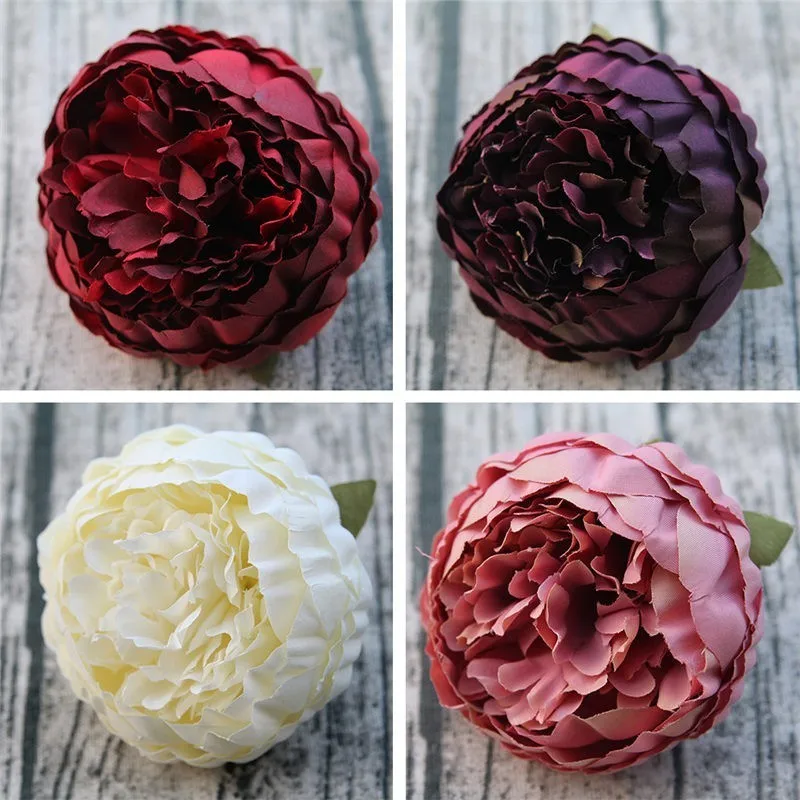 

10pcs/lot 8cm High Quality Peony Flower Head Silk Artificial Flower Wedding Decoration Diy Garland Craft Flower