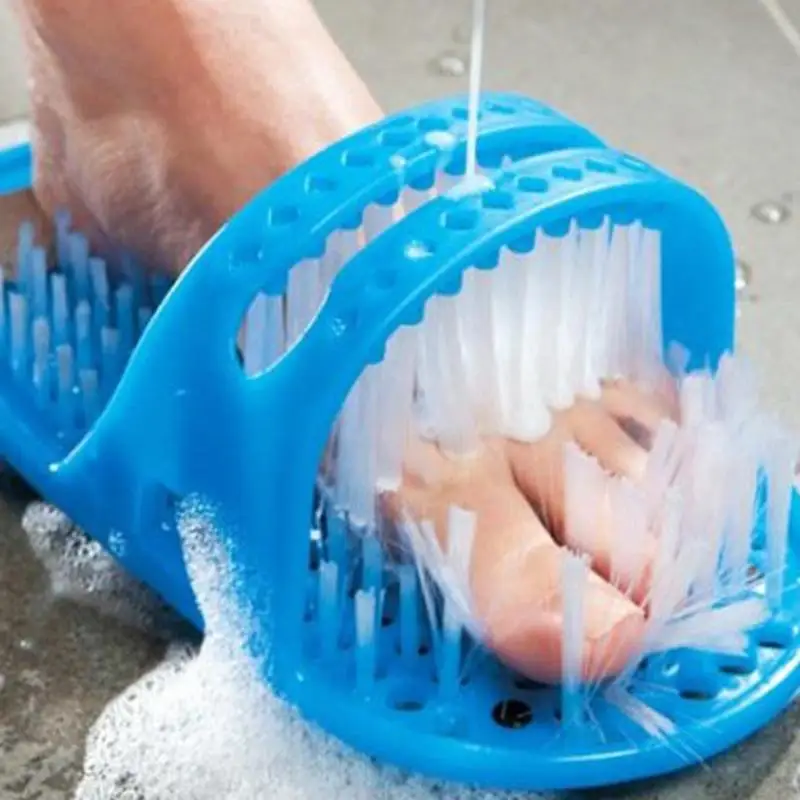 Hot Plastic Bath Shoe Shower Brush Foot Scrubber Shower Brush Massager Slippers Blue for Feet Pumice Foot Brush