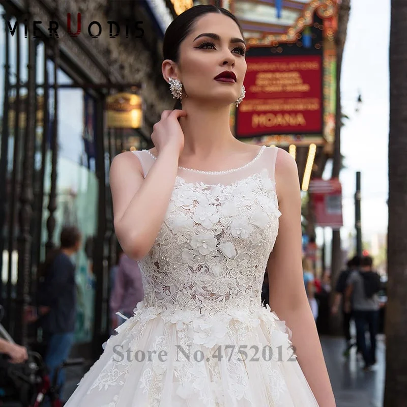 Длинное свадебное платье с аппликацией из кружева и тюля Vestido De Noiva 2019 без рукавов