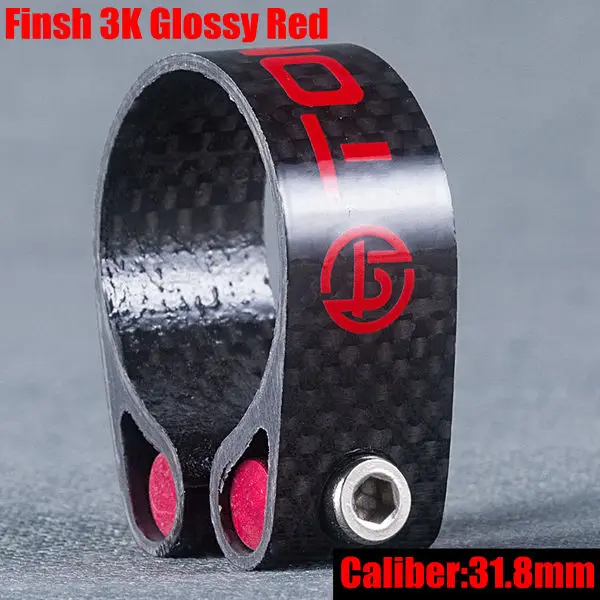 red 31.8mm TOMTOU велосипедные зажимы для сидений глянцевые 3 к углеродного волокна подседельный штырь хомуты 31,8 мм 34,9 мм супер легкие 22 г велосипедные части - Цвет: red 31.8mm