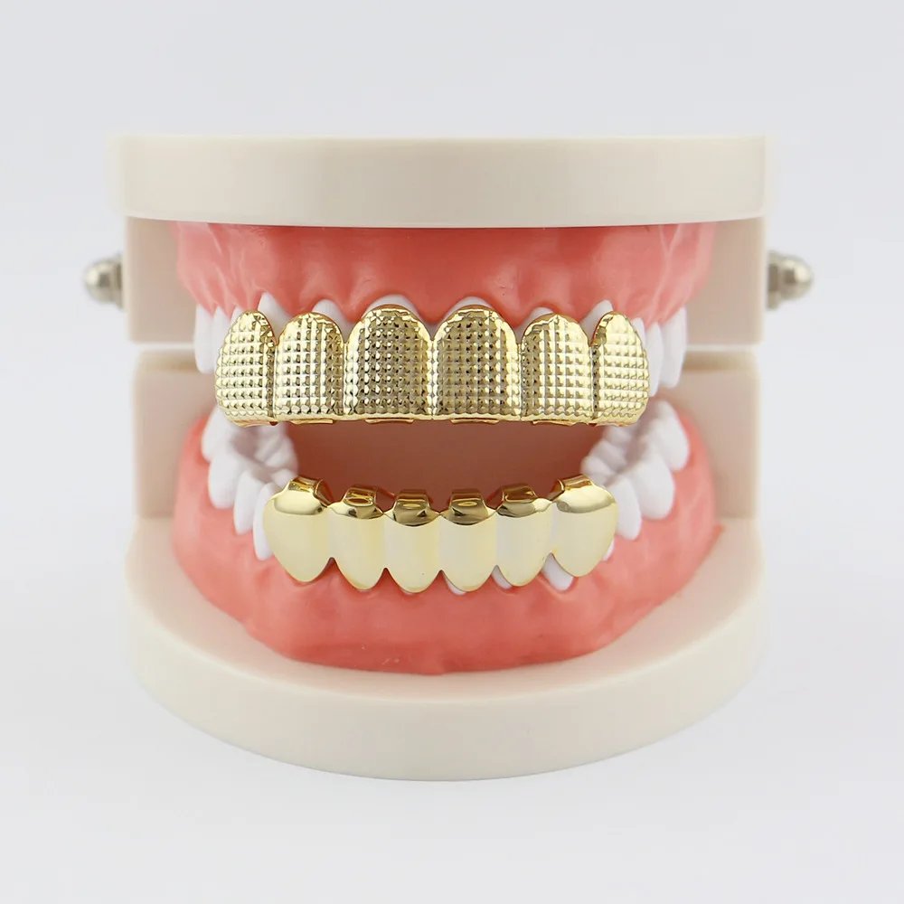 Factory Bottom Price Hip Hop Cap Copper Gold Color Teeth Grillz Set Custom Men's Hip-hop teeth grillz body jewelry For Halloween (18)