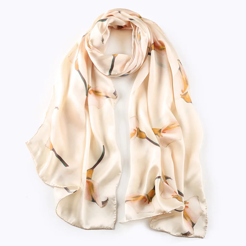 Шелковый шарф ручной работы с краями, весенне-летний шарф из чистого шелка, шарф-бандана, женский роскошный брендовый модный шарф, шейный платок - Цвет: 25