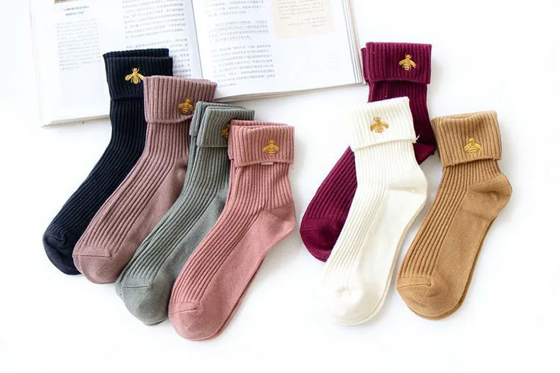 Женские носки с рисунками, Осень-зима, новые хлопковые носки с вышивкой в стиле Харадзюку, L127