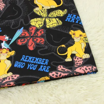 

half meter 100% cotton slight elastic fabric with cartoon lion print handmade DIY garment dress children cloth 100% cotton B405