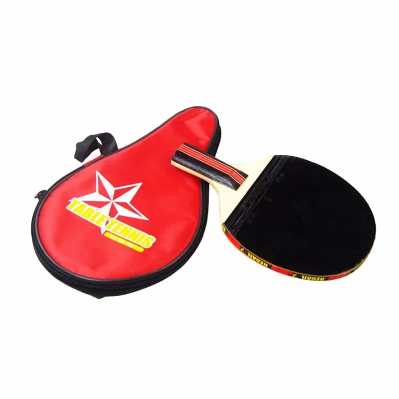 Длинная ручка Shake-hand Настольный теннис ракетка для пинг-понга весло + водостойкая сумка Красный Настольный теннис аксессуар ZW-01