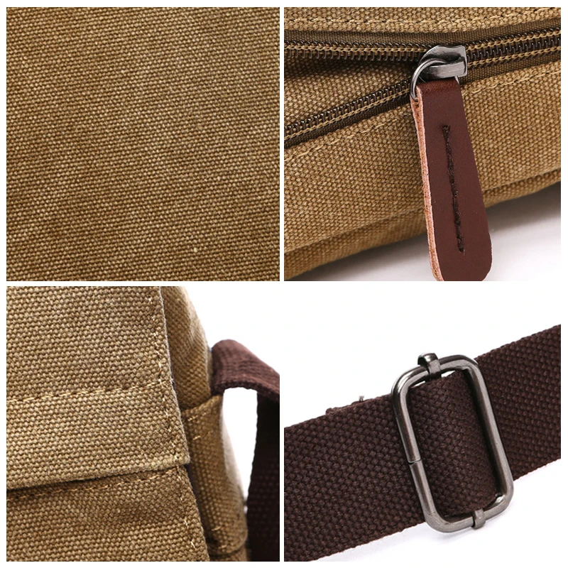  Scione Fashion Solid Canvas Messenger Satchel Bags Buckle Casual Portable Shoulder Bag Korean Trend - 32918430189