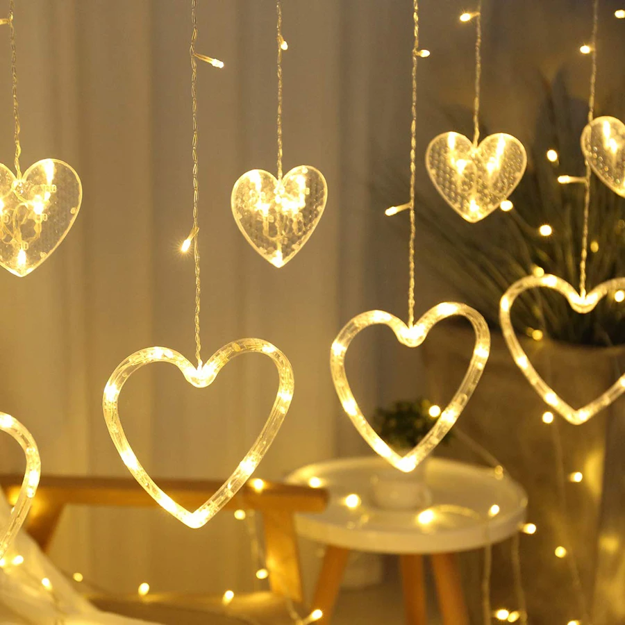2,5 м 138 светодиодов любовь сердце занавес сосулька гирлянды с 8 мигающими режимами Звездное рождественское освещение открытый Свадебный