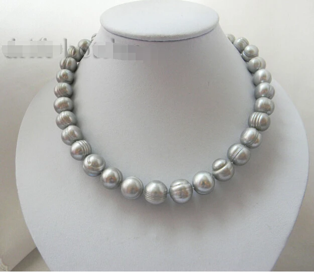 

>>>>13mm Gray Round Freshwater Pearl Necklace