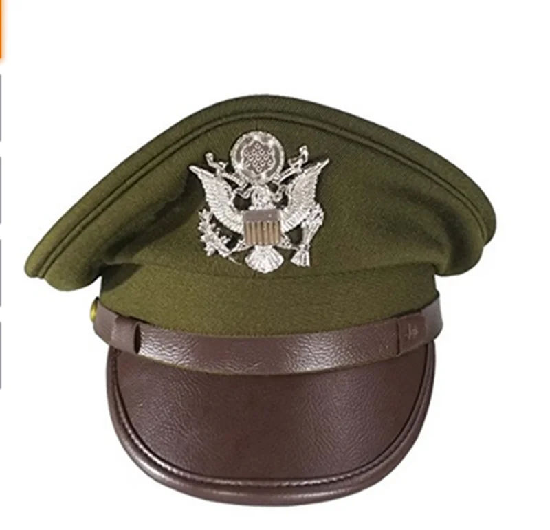 

WW2 US Air Force Officer'S Military Hat With Silver Color Eagle Badge IN SIZES - World military Store