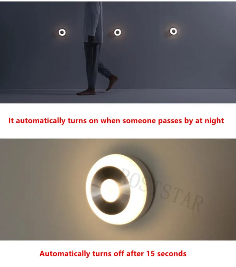 ROSTSTAR LED Light USB Powered Human Sensor LED Night Light Photosensitive and Infrared Small LED Night Lamp For Smart Home