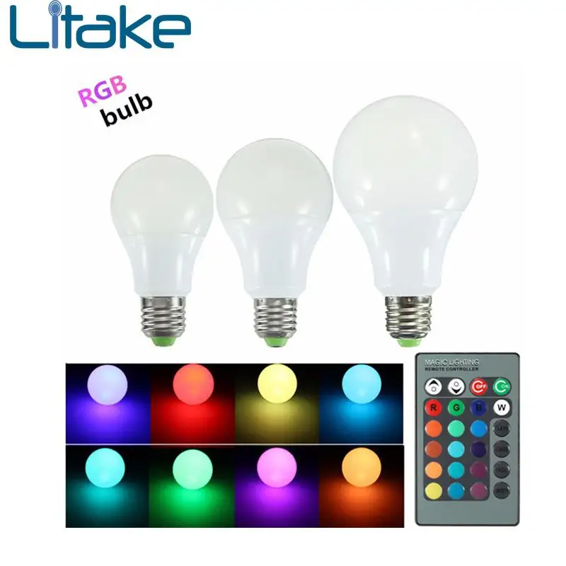 

Litake RGB LED Light Bulb - Color Changing with Remote Control,3W-E27-A50