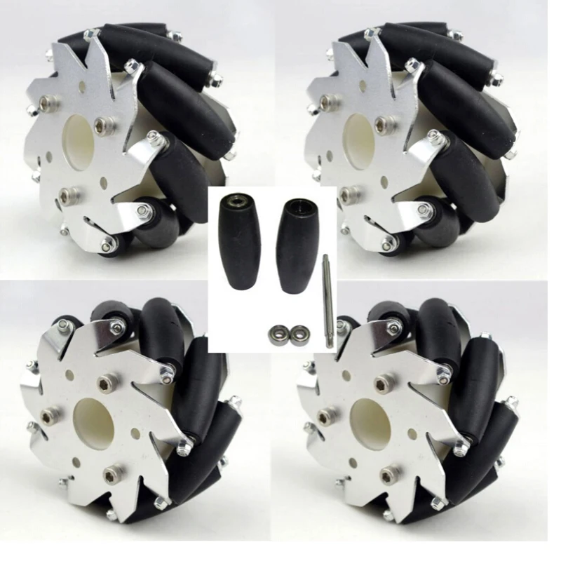 A Set of 4 inch 100 mm Mecanum Wheels with Ball Bearing 2 Left 2 Right