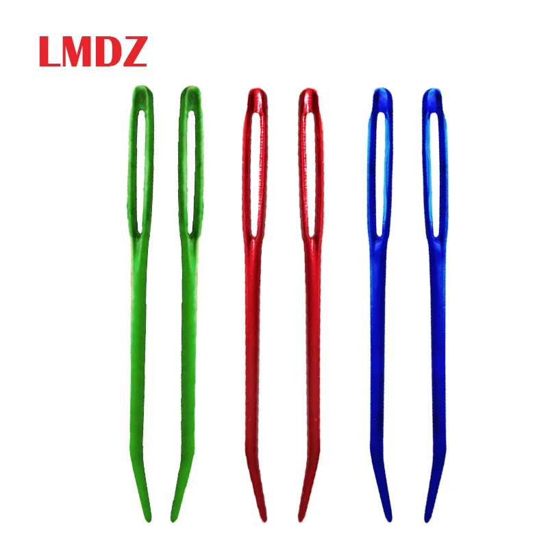 

LMDZ 2pcs Aluminum Bent Tip Tapestry Darning Knitting Needles Needlework Crafts Sewing Bent Needle Big Eye Yarn Knitting Needle