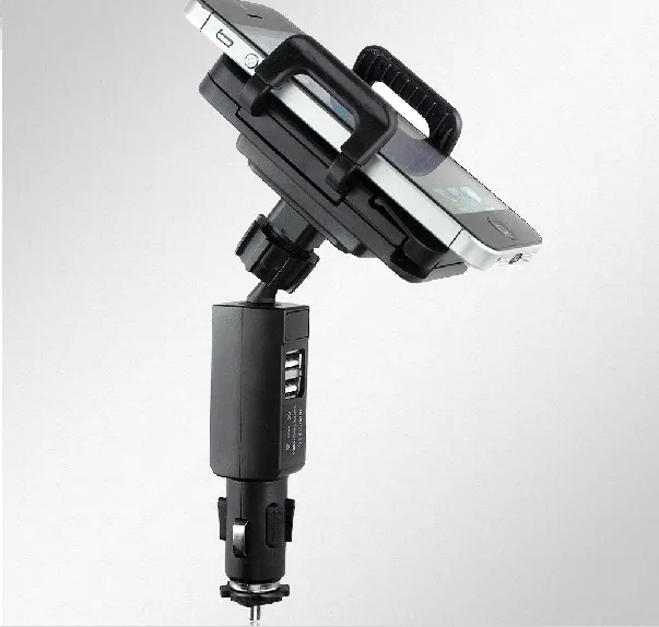 Dual USB Car Charger Cigarette Lighter Phone Holder Car