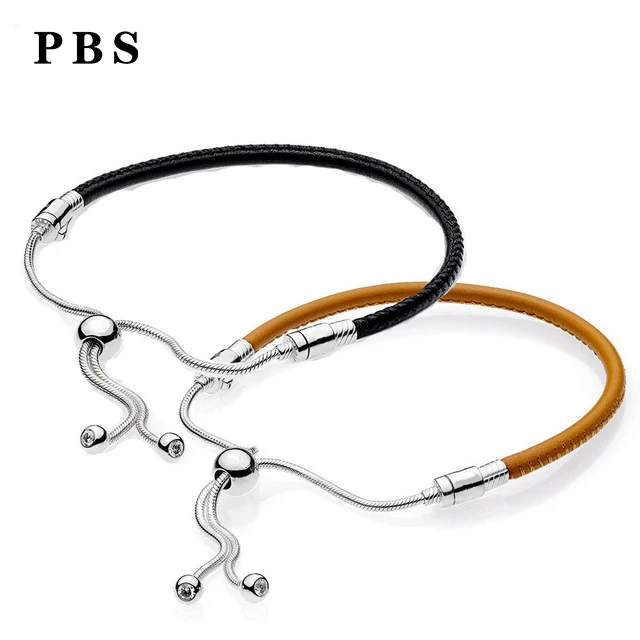 

PBS 100%925 Sterling Silver Original Copy High-quality 1:1 Leather Rope Bracelet With Logo Free Of Charge Wholesale Manufacturer