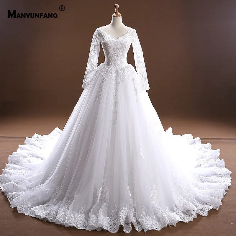 2019 дизайн с длинными рукавами Novia кружевное покрытие Casamento роскошное свадебное платье реальные фотографии Boda мусульманское белое
