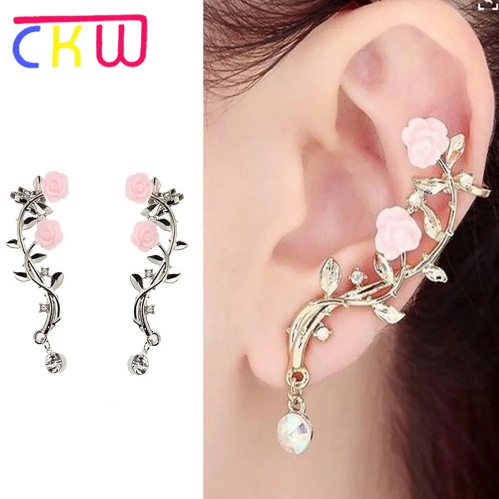 CKW Romantic Europe and America Branch Rose Women Stud Earring Alloy Prevent Allergy Christmas Gifts for | Украшения и аксессуары