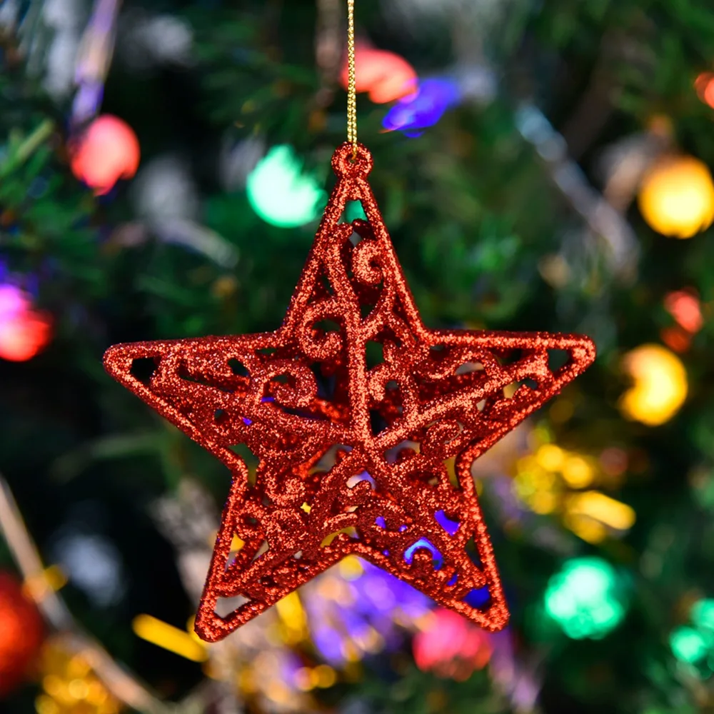 Рождественская елка орнамент подвесные Подвески 3D Звезда Пентаграмма рождественские украшения для дома DIY случайный цвет
