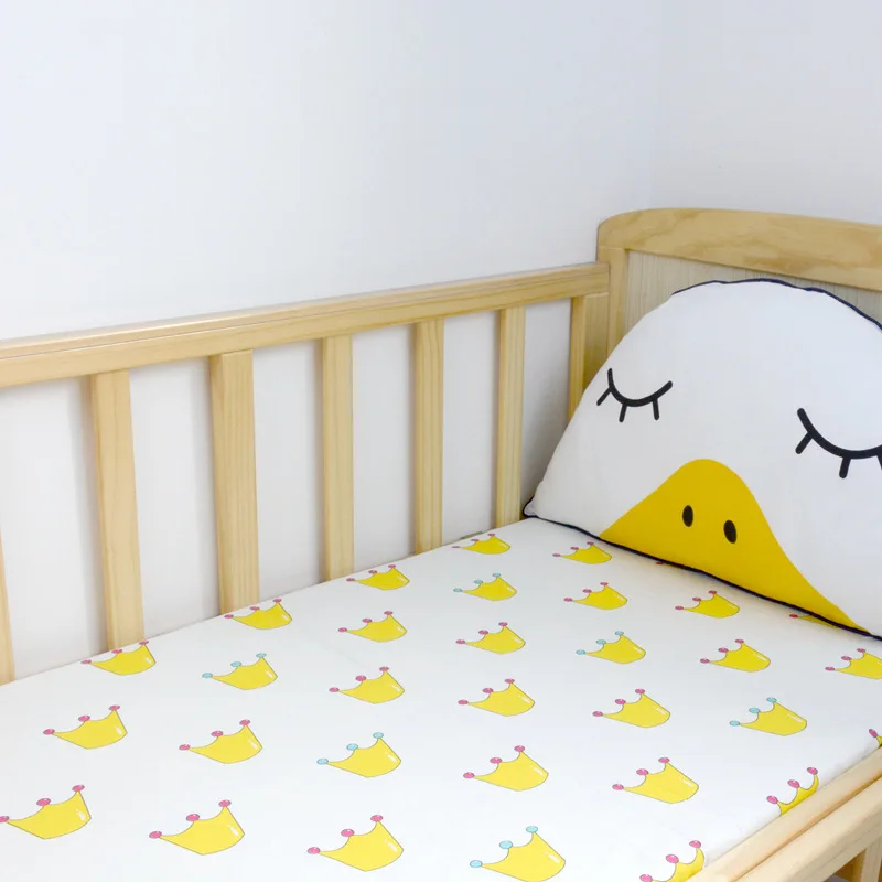 Простыня для детской кроватки, хлопок, мягкий матрац для кровати, защитный чехол, мультяшное постельное белье для новорожденных, размер 130*70 см EY134A - Цвет: Оранжевый