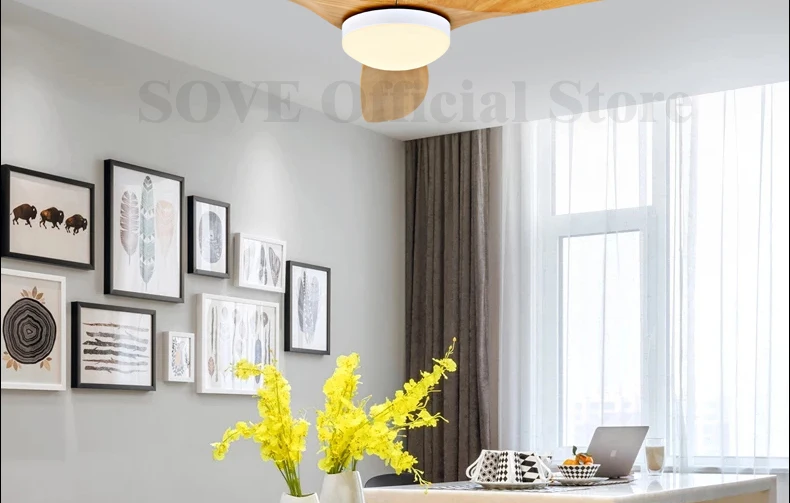 SOVE 52 дюймов Nordic современный потолочный вентилятор древесины без светильник деревянный потолочные вентиляторы с светильник s DC 220v вентилятор+ лампа ventilador de techo