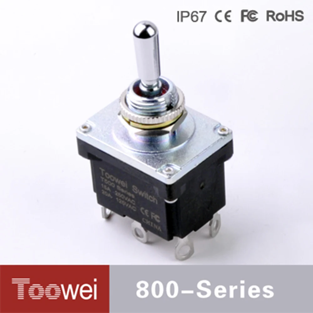 6 pins 3 position Waterproof toggle switch double poles double throw