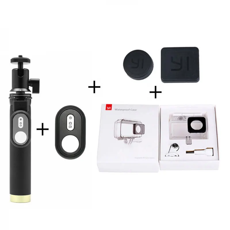Водонепроницаемый чехол+ Bluetooth беспроводной монопод с дистанционным управлением селфи палка для Xiaomi Yi Xiaoyi 2 4K Yi Lite Экшн-камера - Цвет: monopod case kit