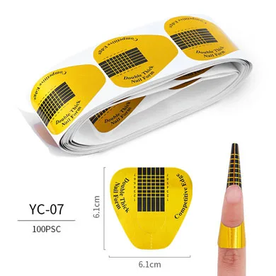 10 видов конструкций кончики для дизайна ногтей 100 шт французские направляющие для наращивания ногтей для УФ-геля акриловые инструменты DIY клей строительные формы наклейки - Цвет: YC-07