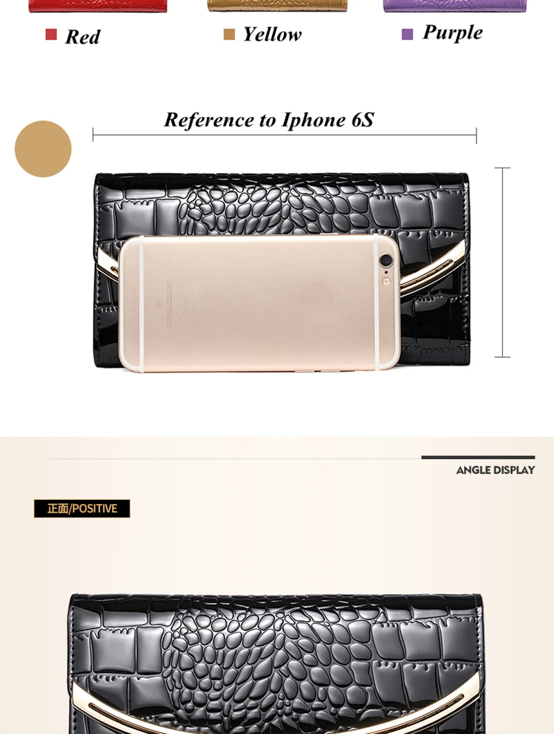 Qiwang Fashion Luxury Purses And Handbags For Women Wallets Cow Split Leather Long Purses Female Wallets Clutch Bag Crocodile