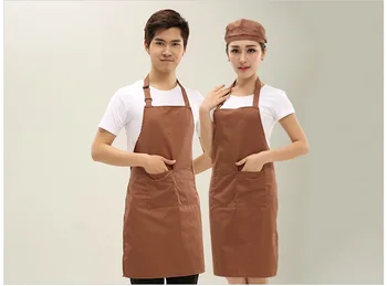 

Newest Brown Black Red Plain Men Lady Woman Apron+Pocket For Butcher Kitchen Cooking Baking Aprons