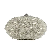 LLJUNDUI Spezielle Design Oval frauen Perle Tasche Perle Perlen Abendtasche Braut Hochzeit Runde Ball Handgelenk Tasche Kupplung Geldbörse handtasche
