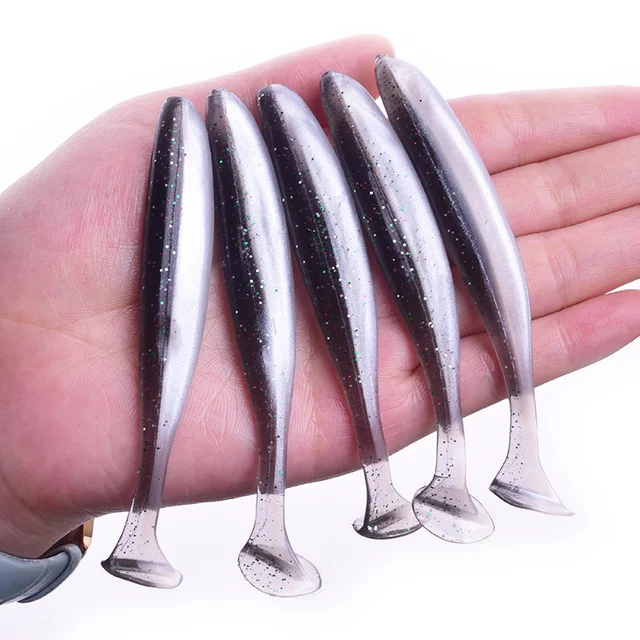 Proleurre Shad Worm Soft Bait 95mm 75mm 50mm T Tail Jigging Wobblers Fishing Lure Tackle Bass Pike Aritificial Silicone Swimbait G
