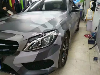 

Black Gray Camouflage Vinyl Car Wrap Film Camo Car Sticker Motorcycle Bike Vehicle Wraps Covering Bubble Free 1.52x30m/Roll