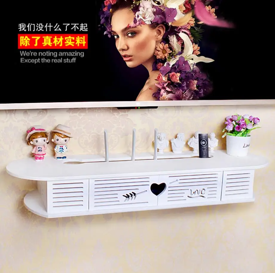 

Tv set-top box rack non-perforated wall hanging wall covering wireless wifi patch panel router storage box