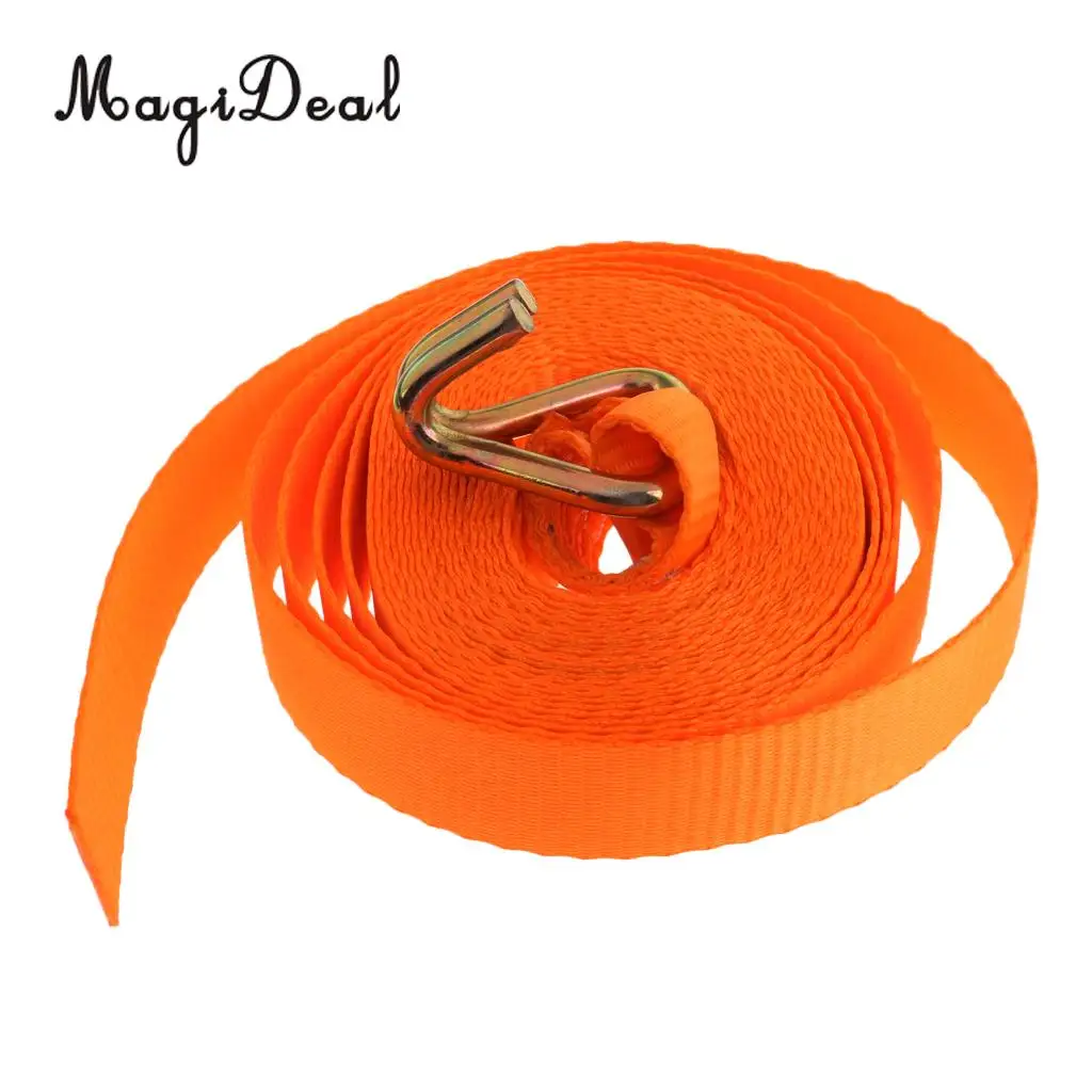 MagiDeal High Strength Orange Polyester 800KG Tie Down Trailer Lashing Ratchet Strap Webbing & Double J Hook Tow Kit Accessories