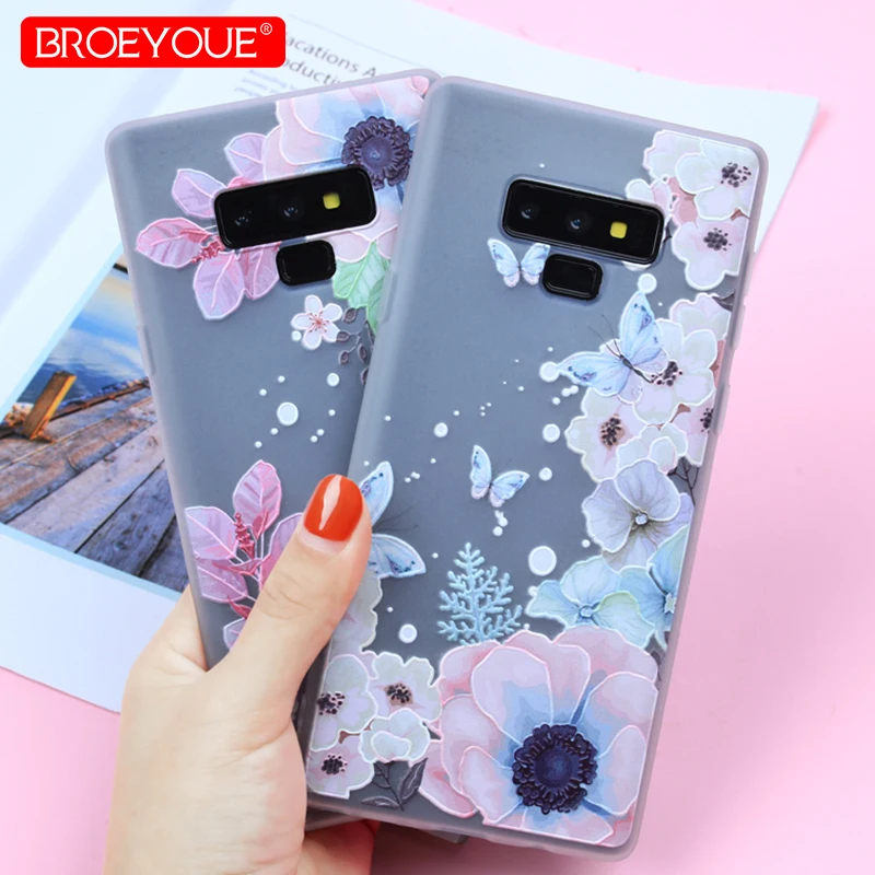 

Matte Case For Samsung Galaxy Note 9 S9 S8 Plus S7 Edge 3D Rlief Flowers Matte Case For Samsung J7 2017 A6 Plus J6 J8 2018 Case