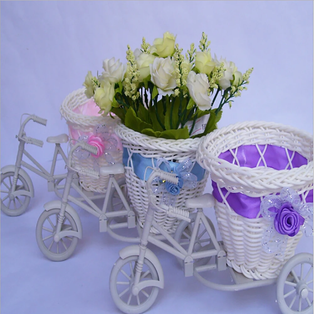 

Flower Basket Pot Rattan Bicycle Storage Basket Tricycle Bike Design Organizer New Float Vase Plant Stand Holder