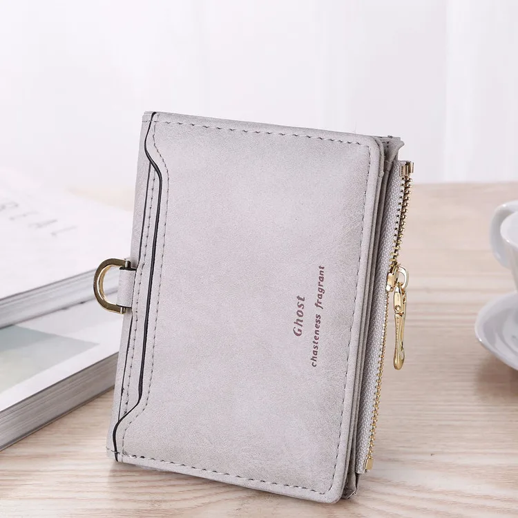 JIAMEN Women Zipper Wallet for Coin Card Cash Invoice Fashion Lady Small Purse Short Solid Smal Mini Wallet Women Carteras