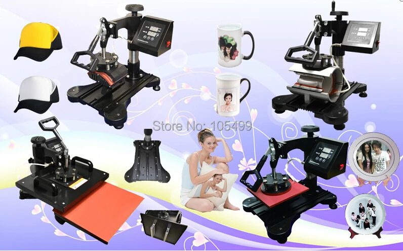 Advanced New Design 8 In 1 Combo Heat Transfer Machine,Sublimation/Heat Press Machine For Plate/Mug/Cap/TShirt /Phone case Etc