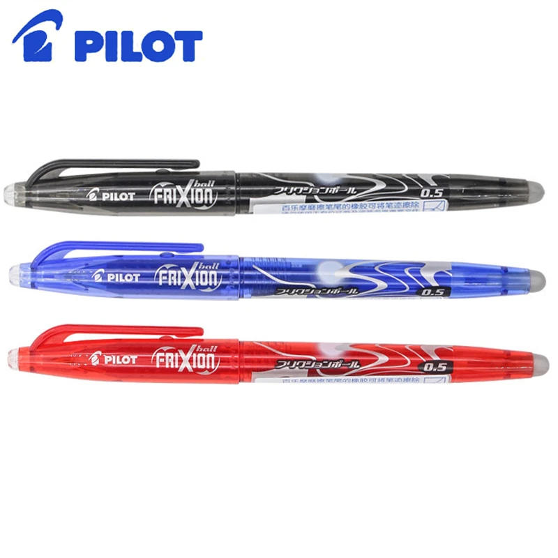 3pcs/Lot Japan PILOT Frixion Erasable Pen Gel 0.5mm Black Blue Red Ink