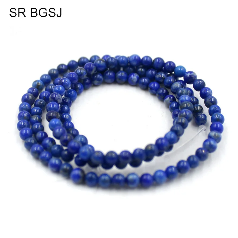 

Free Shipping 3mm Natural Gems Stone Jewelry DIY Loose Round Lapis Lazuli Bail Beads Strand 15"