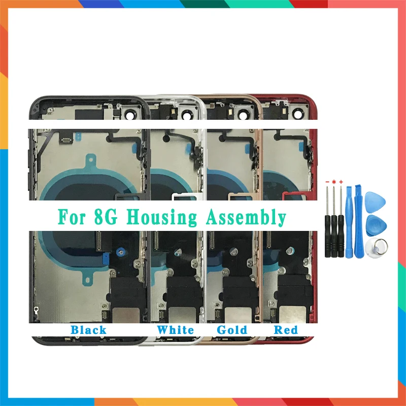Kopen Aaa Back Cover Voor Iphone 8 8G Of 8 Plus X Terug Midden Frame Chassis Volledige Behuizing Vergadering Battery Cover met Flex Kabel + Gereedschap