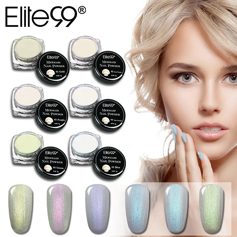 

Elite99 1g Pearl Shell Shimmer Powder Mermaid Nail Glitter Powder Glimmer Pretty Shimmer Glitters Nail Art Decorations 6Colors