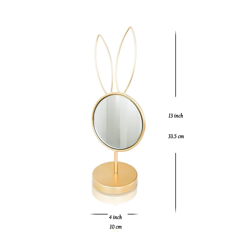 Перепелиное креативное зеркало для макияжа в форме глаз/кролика, скандинавский стиль, золотая отделка, декоративное зеркало, с ювелирным крюком, лоток для хранения