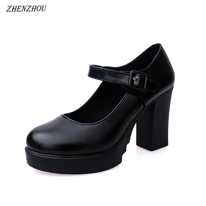 

Round head thick bottom high heel integrated with waterproof platform thick with non-slip shallow mouth women's shoes work shoes