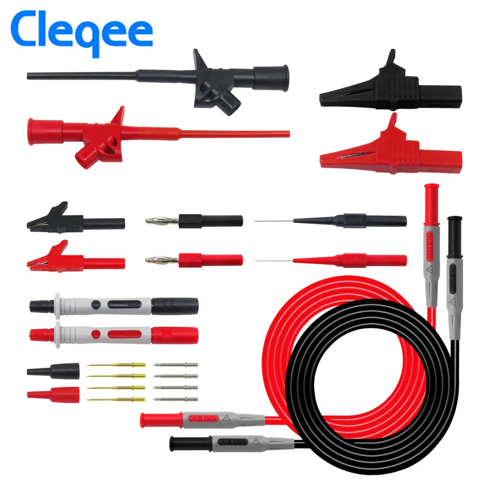 

Cleqee P1600C Multimeter Test Lead Kit Automotive Test Probe Multimeter Probe Piercing Test Hook Alligator Clip